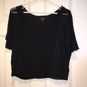 Express black crop top with lace